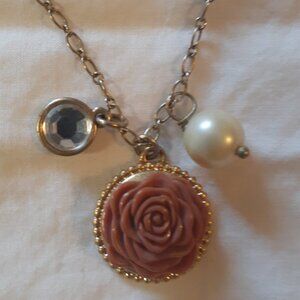 Lia Sophia Necklace with Ceramic Rose